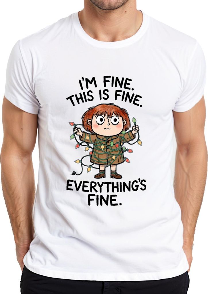 I'm fine this is fine everything's fine Lichterkette Geschenk Herren T-Shirt, Weiß, M