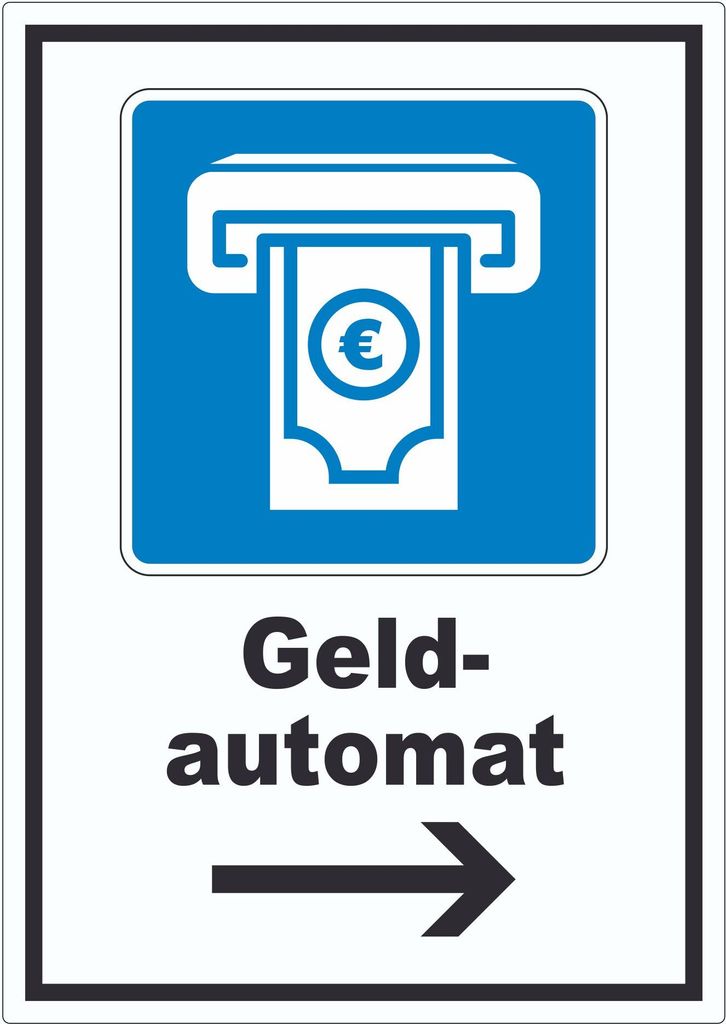 Geldautomat Pfeil rechts Aufkleber A6 (105x148mm)