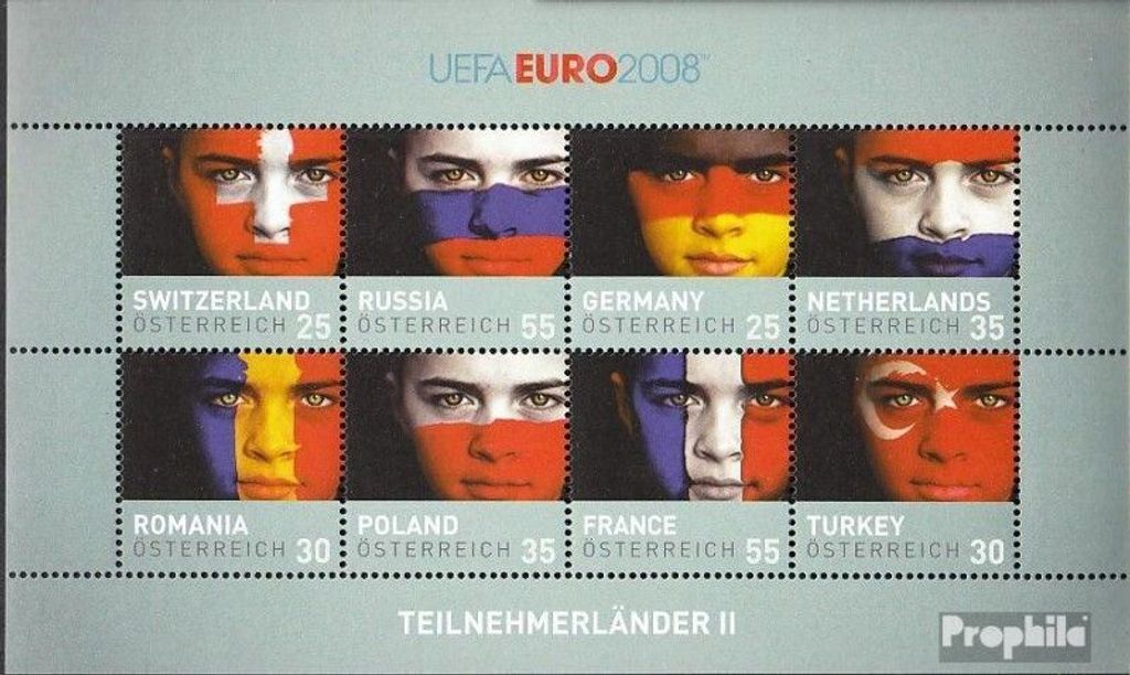 Briefmarken Österreich 2008 Mi 2743-2750 Kleinbogen (kompl.Ausg.) gestempelt Fußball-EM
