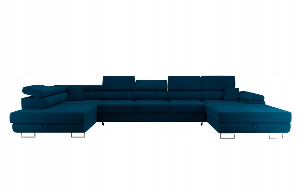 Ecksofa Blau WILD Maxi U Wohnzimmersofa mit Schlaffunktion und Bettkasten