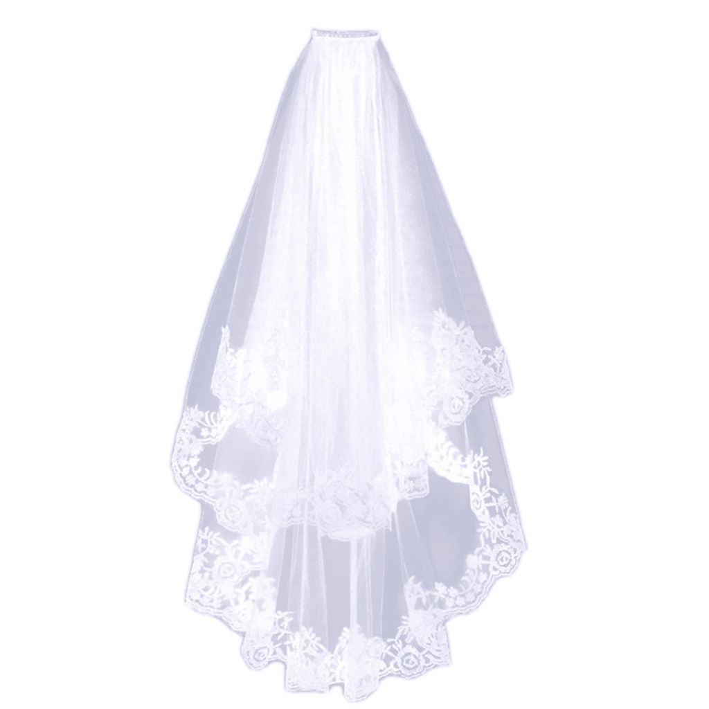 2 Schichten Vintage Lace Tüll Hochzeit Brautschleier Braut Haarschmuck Weiß