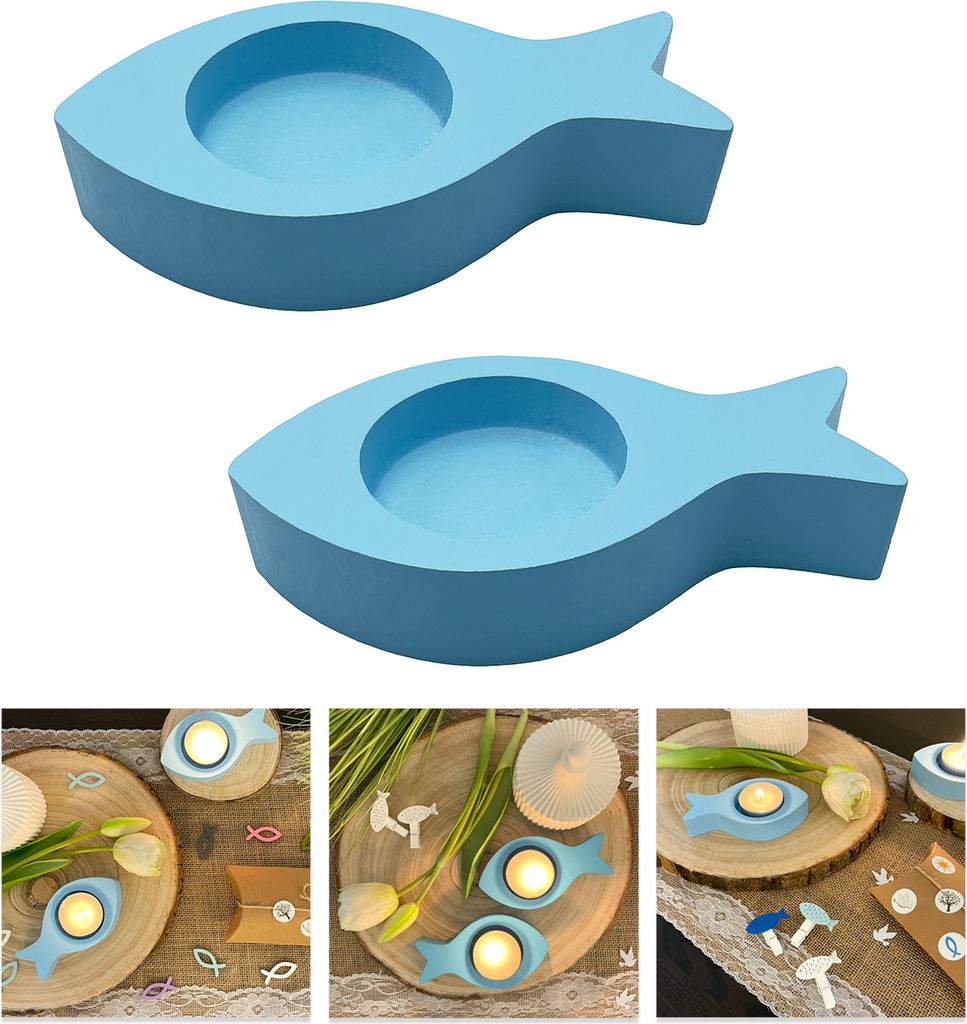Oblique Unique Fisch Teelichthalter 2er Set Kerzenhalter Produktbild 