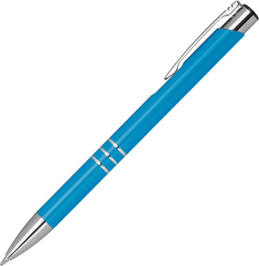 10 Kugelschreiber aus Metall / Farbe: hellblau Produktbild 