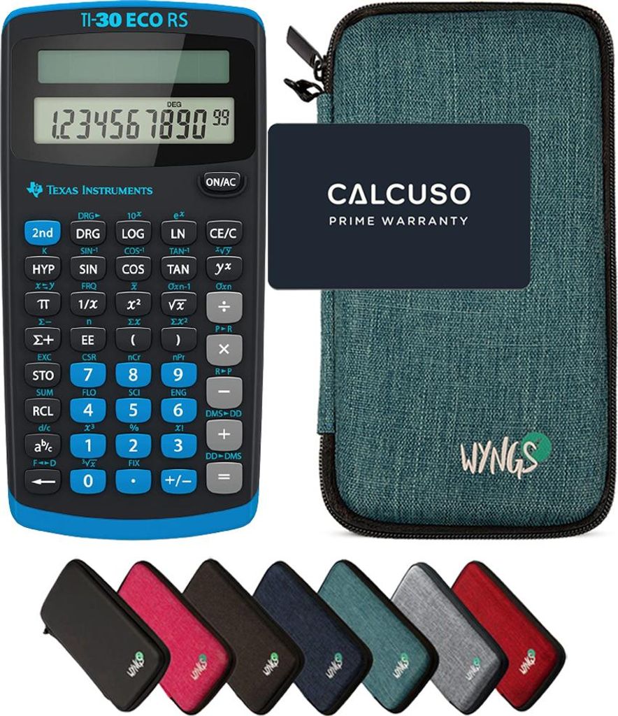 TI-30 ECO RS inkl. WYNGS Schutztasche Türkis - Wissenschaftlicher Taschenrechner - Basic Set