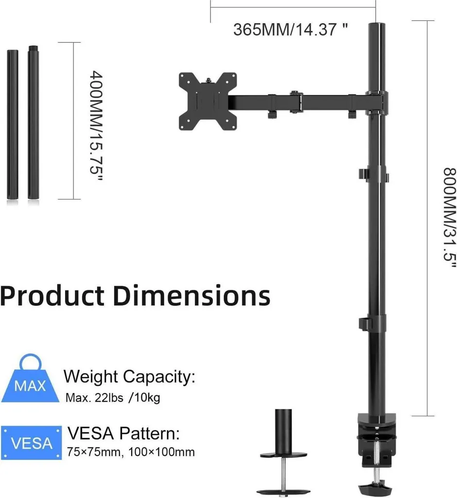 Soulagez votre Dos avec ce Support Moniteur Réglable - Hauteur 80cm Max - 2
