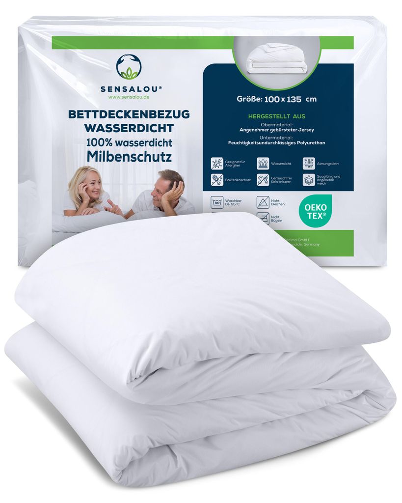 Sensalou Bettdeckenbezug wasserdicht weiß - 100 x 135 Produktbild 