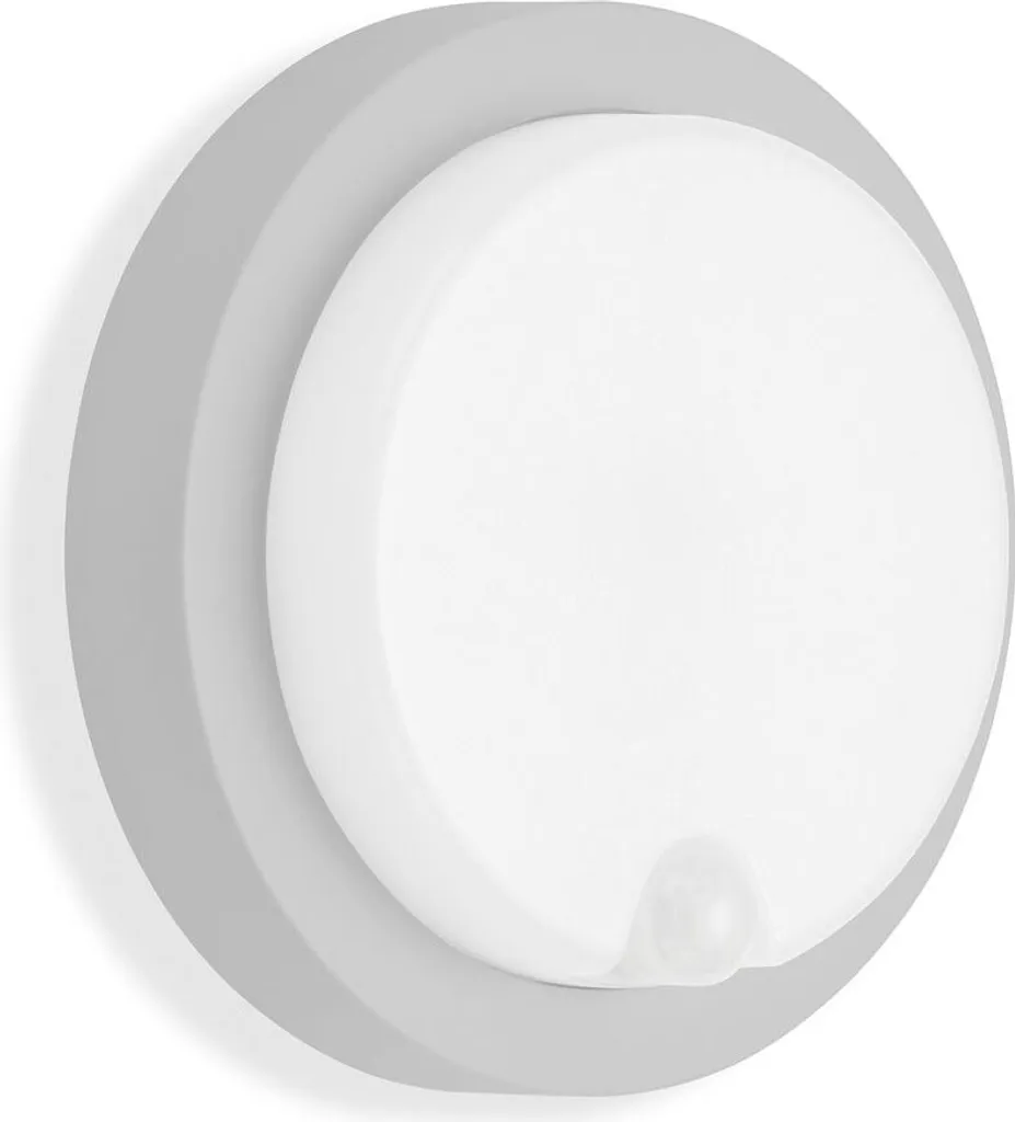 Plafonnier extérieur LED 12W rond argent avec capteur de mouvement IP44