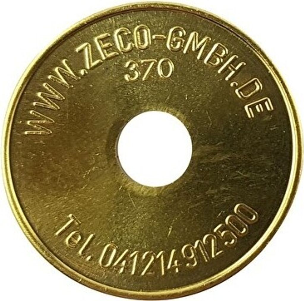 10 x Waschmünze Zeco 370, 24mm x 1,8mm, Waschmarke passend für Miele 1699370 WM2, WM-2