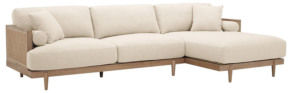 home24 Ecksofa mit Longchair - Beige