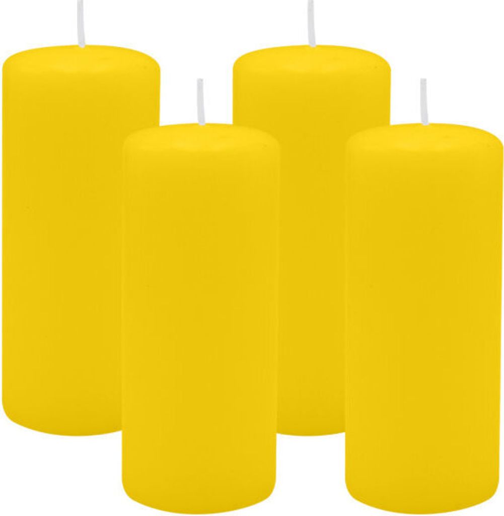 4er Set Adventskranzkerzen Zitrone Gelb Ø 50 x 120 mm