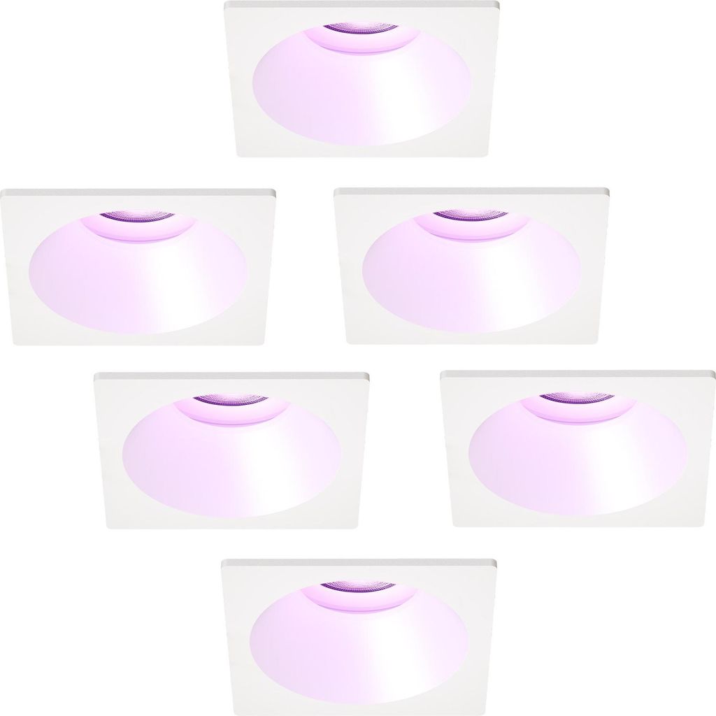 Ledvion - 6x Smart Einbaustrahler led Spot Rond, 81 x 81 mm, dimmbar, neigbar, 4,9 W, GU10 Smart RGB+CCT, 345 Lumen, Aluminium, IP20, moderne Decke...