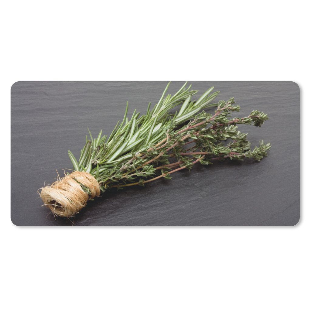 MuchoWow Schreibtischunterlage Thymian - Kräuter - Grün - Tisch - Küche - Stein 80x40 cm - XXL Mauspad - Gaming Mauspad