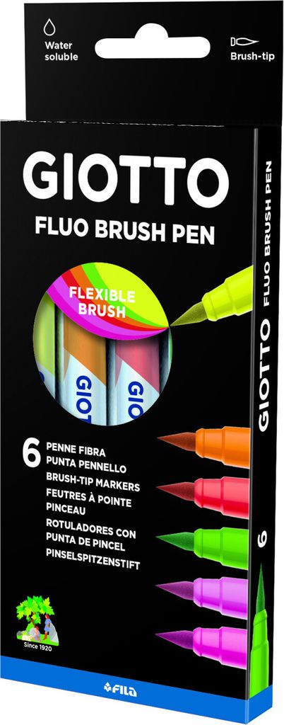 GIOTTO Pinselspitzenstift Turbo Soft Brush Fluo 6Stück Produktbild 