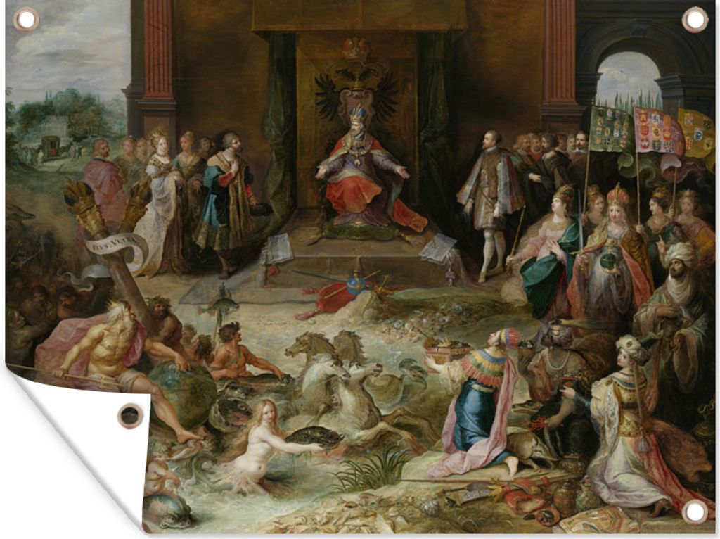 MuchoWow 120x90 cm Outdoor-Poster Gartendeko Sichtschutz Garten Poster für den Garten Allegorie der Abdankung von Kaiser Karl V. in Brüssel