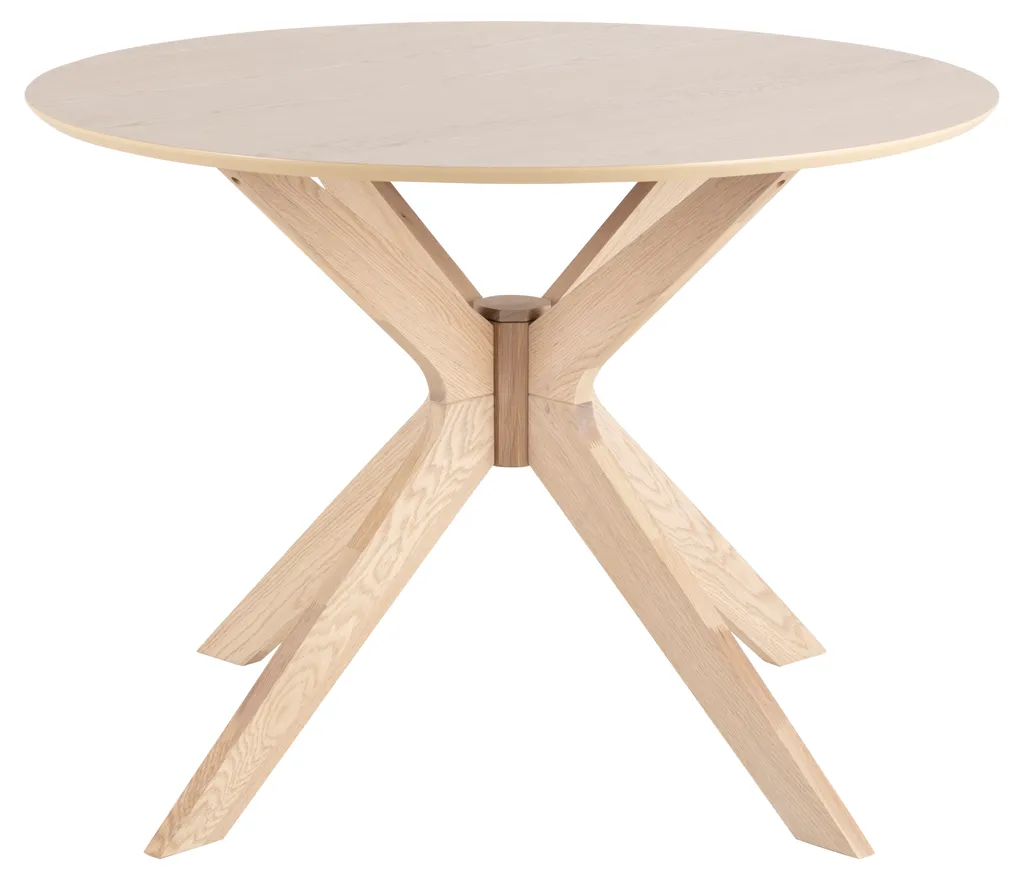 Table de salle à manger Duffy Ø105 cm pour petits espaces en chêne clair