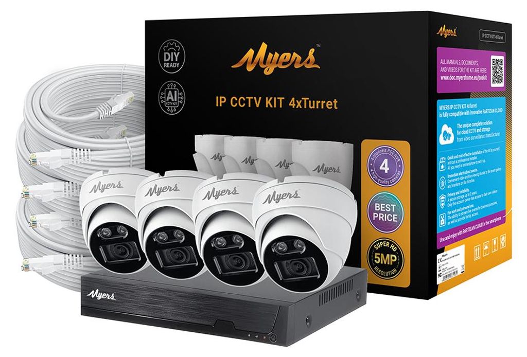PoE kamerový set, 4 porty 5 MP, 4x turret Myers Obrázek produktu 