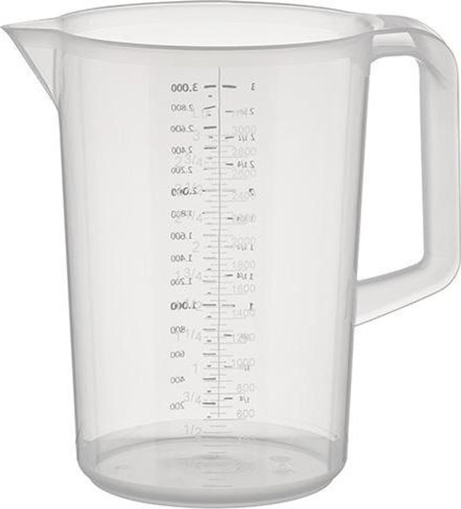 APS 30049 Messbecher PRO, Polypropylen, geprägte Maßskalierung, 3 Liter, Ø 17 cm, Höhe 23,5 cm