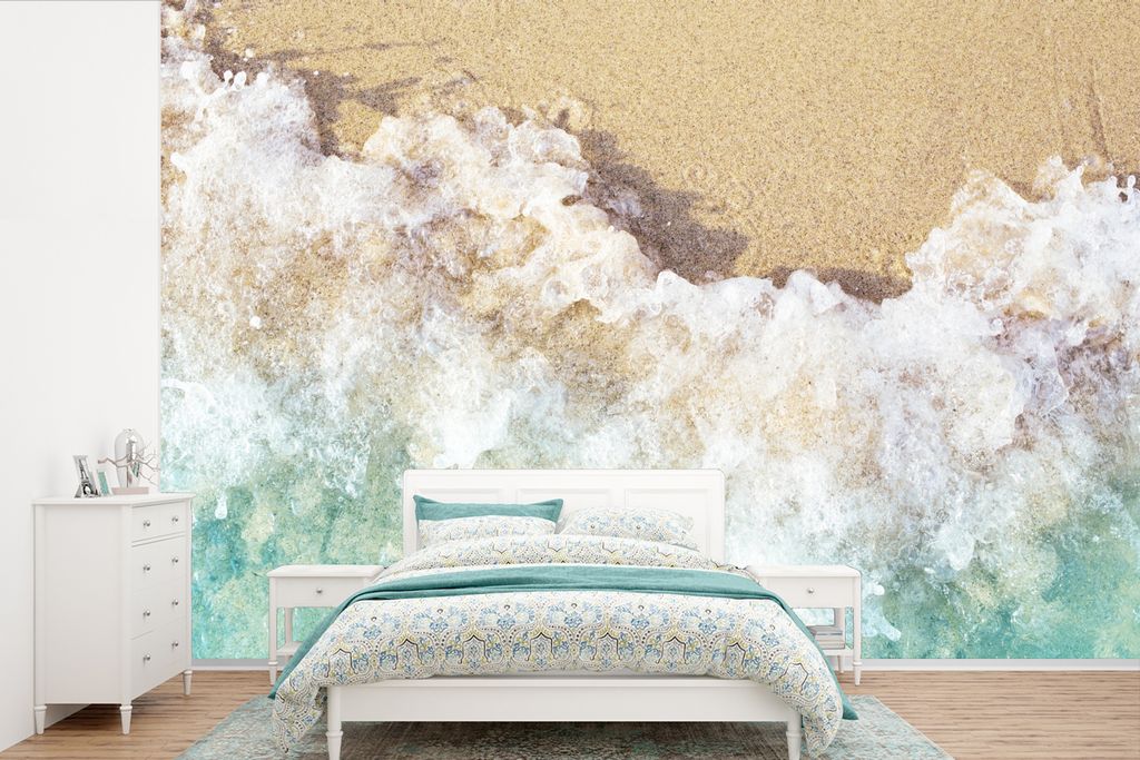 MuchoWow Fototapete für Wohnzimmer oder Schlafzimmer Wandtapete Vinyl Motivtapete Golf - Strand - Meer - Wasser - 525x350 cm - Das Hintergrundbild