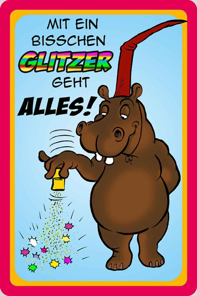 vianmo Holzschild 30x20 cm mit bisschen Glitzer geht Alles Spruch Zitat