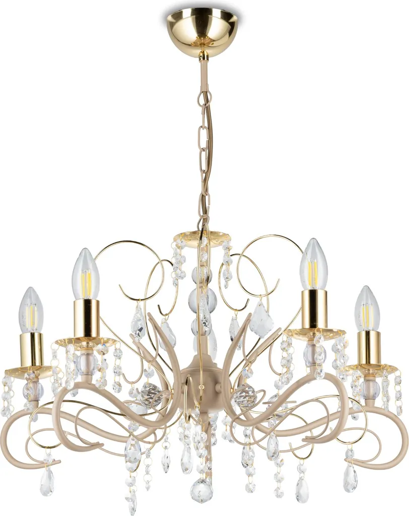 Lustre Kayen ajustable avec cristaux et finition dorée élégante 57 cm