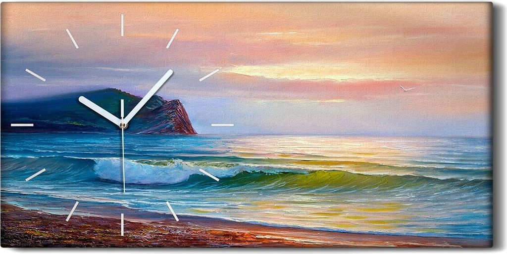 Dekor Leinwand Uhr Wandbilder Kunstdruck 60x30 Kunst Malerei Meereslandschaft - weiße Hände