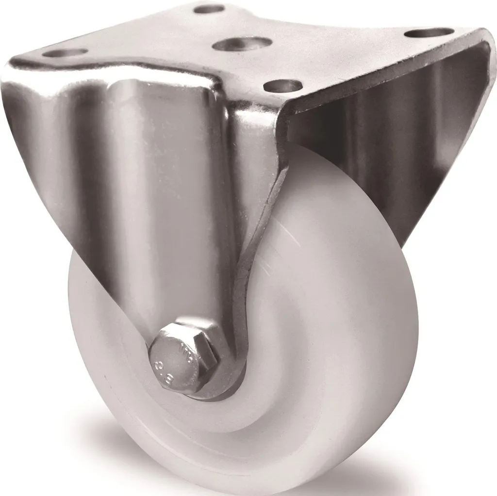 Roulette fixe 700kg en plastique haute densité Ø 125mm platine large