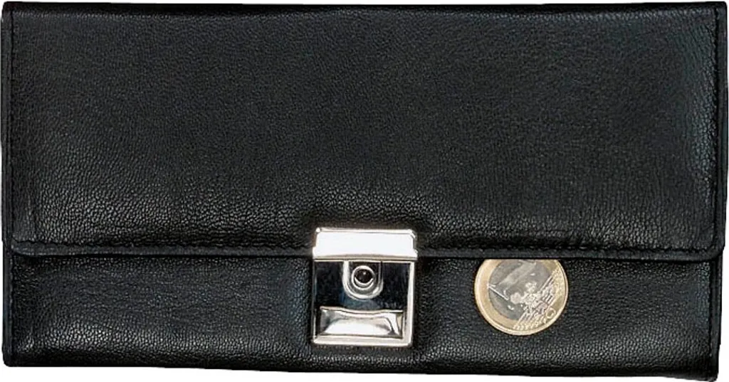 Alassio 42080 Portefeuille Serveur en Cuir Nappa Noir avec 6 Soufflets