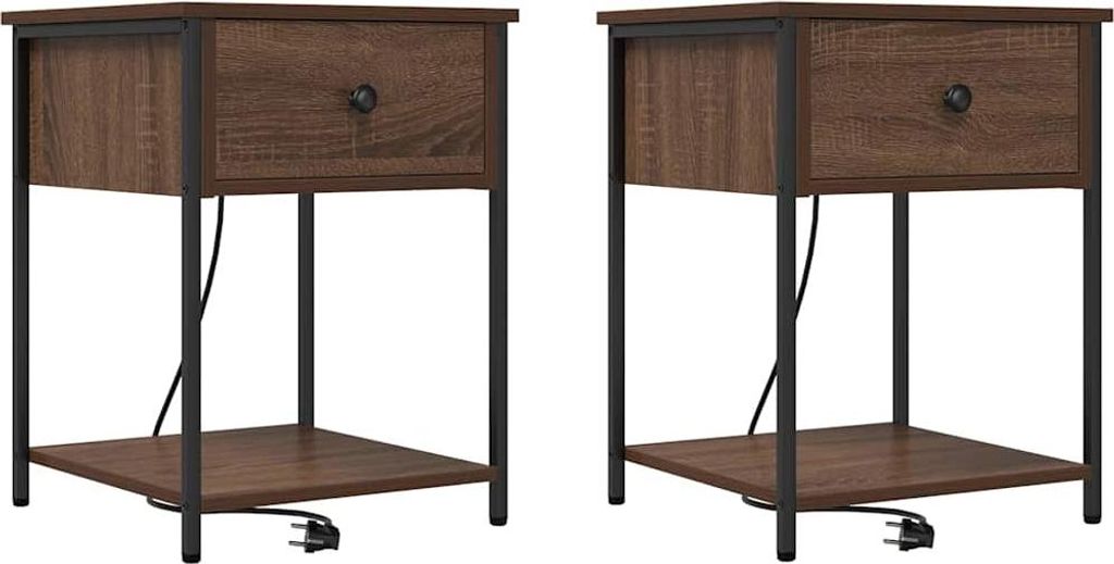 Nachttisch 2 pcs Braun Eichen-Optik 42 x 41 x 56 cm