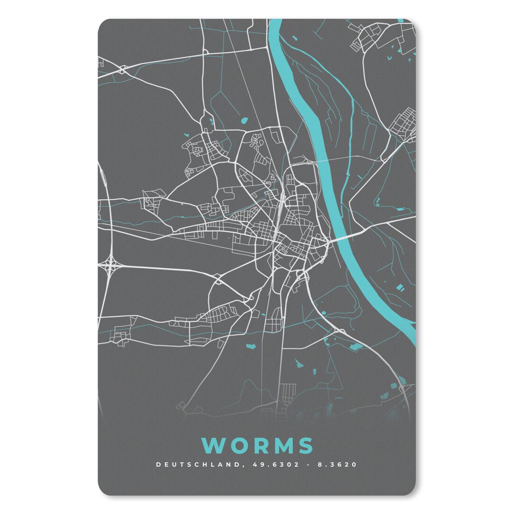 MuchoWow Mauspad Mousepad Stadtplan - Worms - Deutschland - Karte 40x60 cm - Mousepads - Maus Mat - Pad - Mausunterlage - Schreibtisch Accesoire