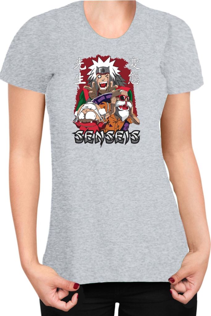 Damen T-Shirt Japan Anime Manga Anime Sensei Anime Jiraya Master Roshi, Lady XS / Grau