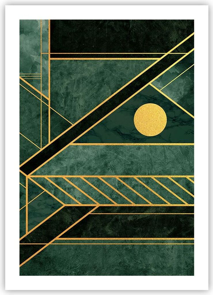 Poster - Poster ohne Rahmen - Grün Stück geometrisch - 50x70 cm - Wand Bild - Wanddeko - Wandbilder - Kunstposter - Wandposter - Bilder - Kunstdr...