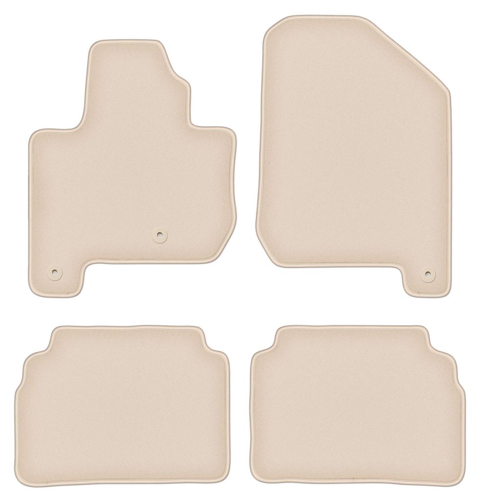 DURBAN Beige Velours-Fußmatten-Set für Kia Soul EV Schrägheck (2013-2019)