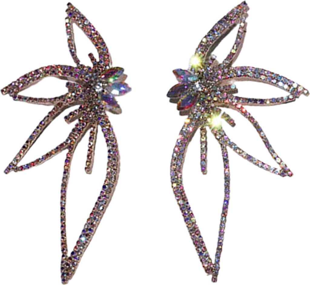 1 Paar Ohrstecker, übertriebenes Blumendesign, Strass, europäischer und amerikanischer Stil, Statement-Ohrringe, Hochzeitsaccessoires-Golden