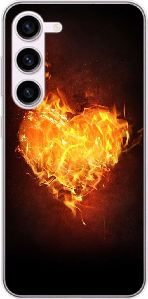 König Design Hülle kompatibel mit Samsung Galaxy S23 Plus Kunststoff Soft Handyhülle - Handy Case Brennendes Herz