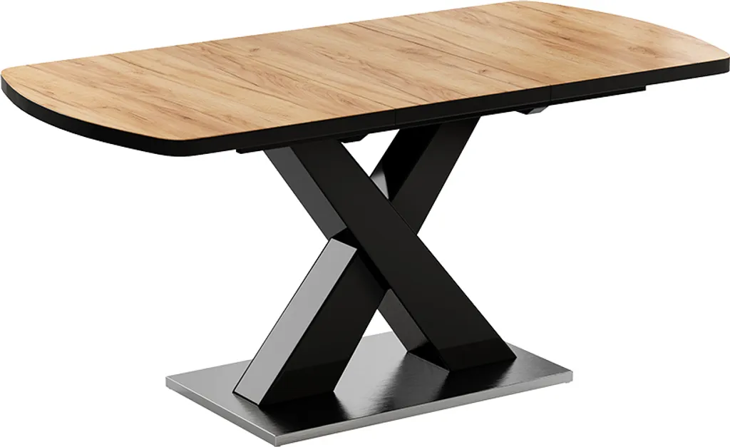 Table Vicco Chinto 120x80cm extensible noir et chêne rustique 51274