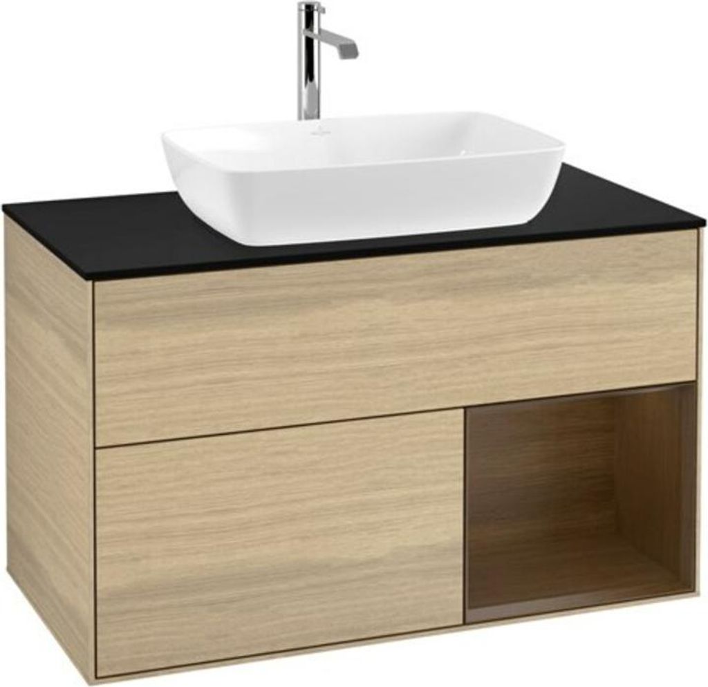 V&B Waschtischunterschrank Wandbeleuchtung Finion 100, Abd.-Pl. bla m, Reg wal ven, Oa ven