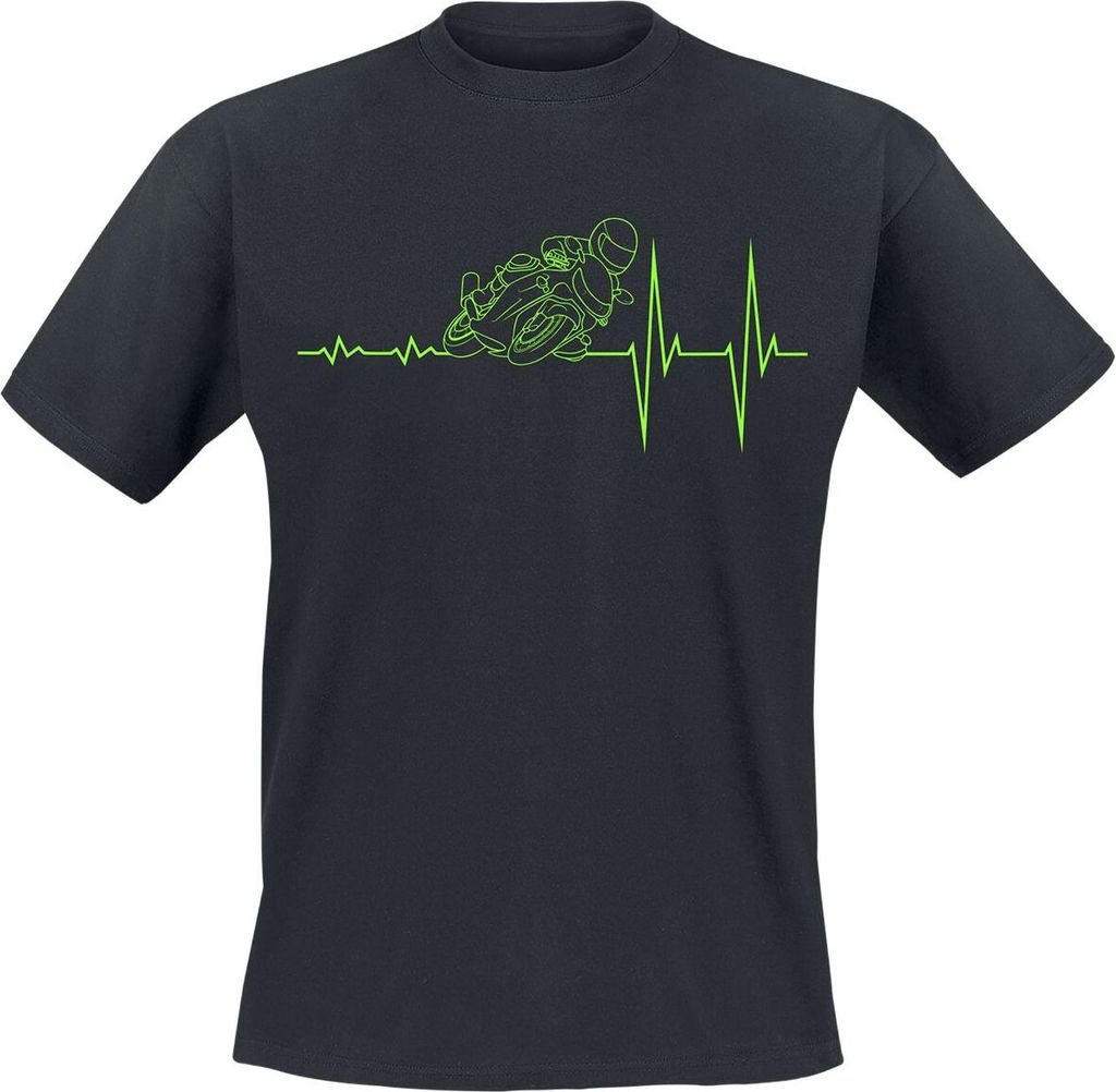 Sprüche T-Shirt Herren EKG - Motorrad schwarz S