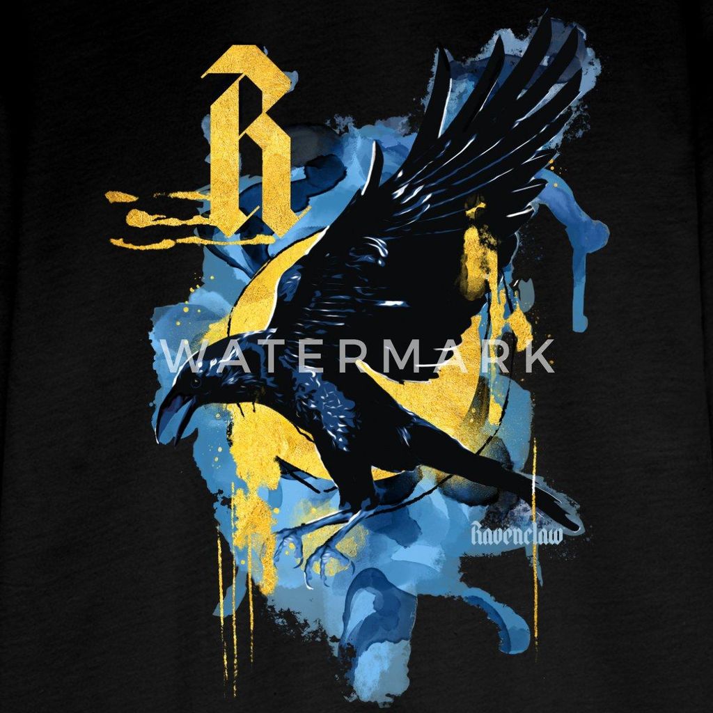 Spreadshirt Harry Potter Haus Ravenclaw Rabe Teenager Premium Langarmshirt, 146/152 (10 Jahre), Schwarz