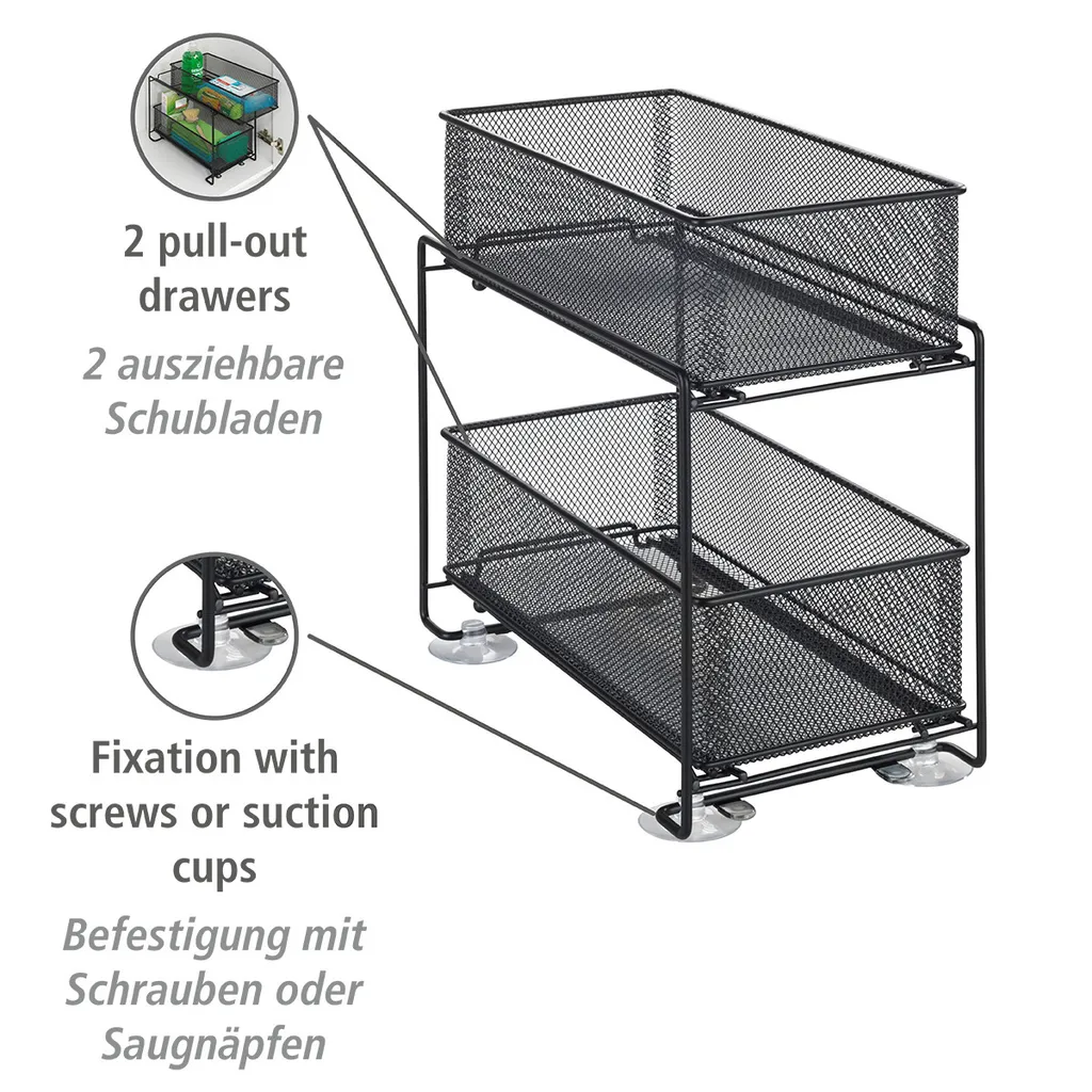 Commode de rangement Gioma Noir avec tiroirs - Bibliothèque moderne - 2