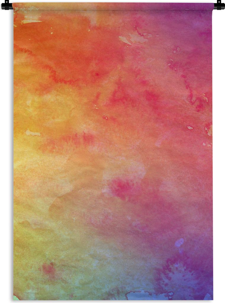 MuchoWow Wandteppich Wandbehang Aquarell - Rosa - Orange - Lila 60x90 cm Tapisserie Dekoration Wandtuch - Foto-Teppich - Abwaschbar
