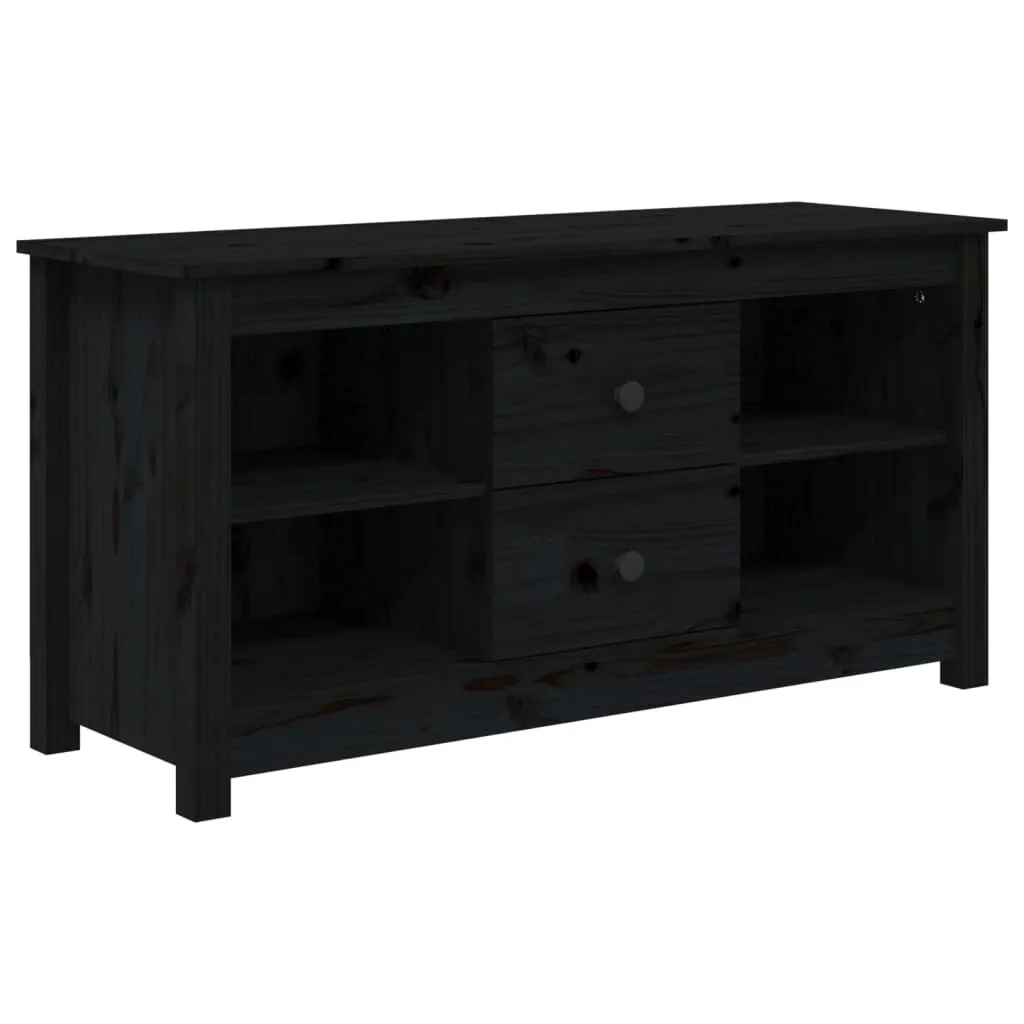 Mobile Porta TV in Pino Massello Nero - Arredo Design 103 cm