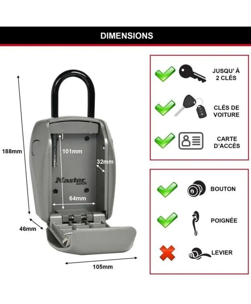 Coffre à Clés Blindé Master Lock 5414EURD Résistant aux Intempéries - 8