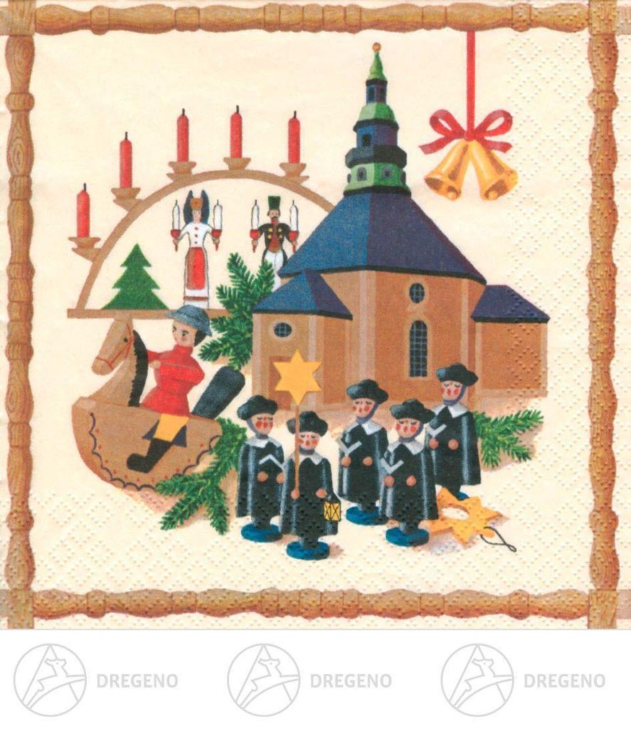 Servietten Seiffener Kirche (20) Breite x Höhe ca 33 cmx33 cm NEU