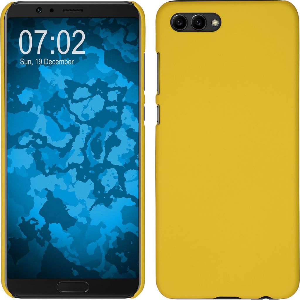 PhoneNatic Case kompatibel mit Huawei Honor View 10 - Hülle gelb gummiert Hard-case Cover
