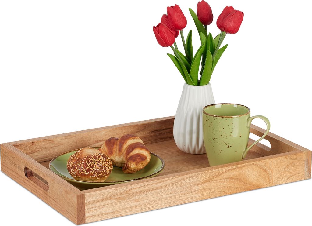 Vassoio da portata Relaxdays, legno e MDF, A x L x P: 5 x Immagine del prodotto 