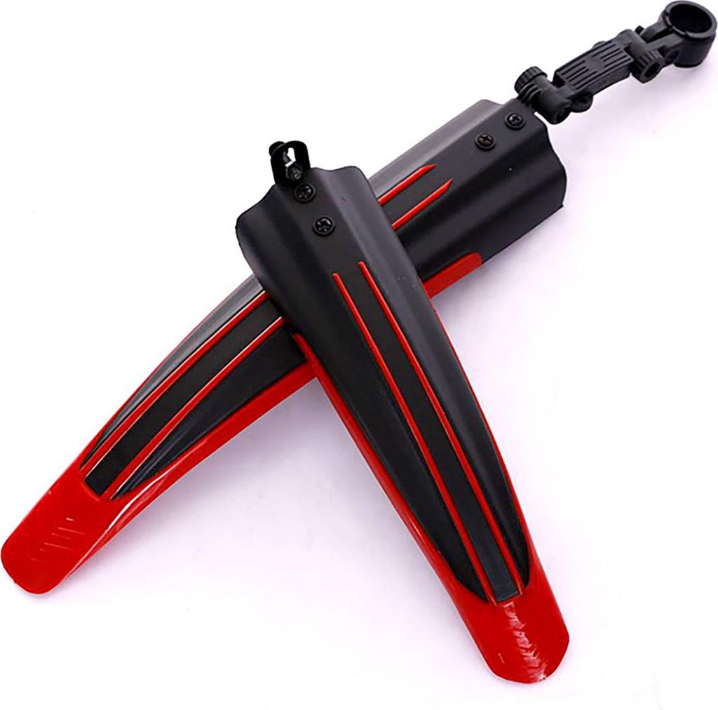 Fahrrad-Schutzblech-Set, spritzwassergeschützt, cooler Look, schwarz und rot, vorne und hinten, für Mountainbike