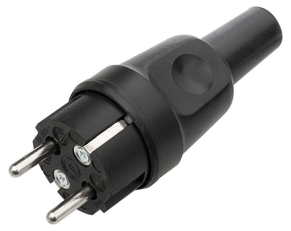 BACHMANN Schwerer Schutzkontaktstecker, Vollgummi schwarz