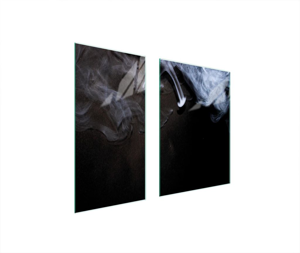 Herdabdeckplatten 2 teilig 75x52 Glaskeramikkochfeld Abdeckung Glas Schneidebrett Rauch Schwarz