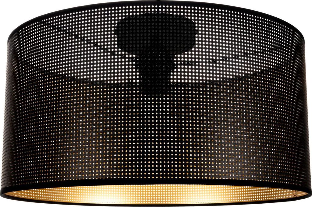 Deckenleuchte Metall D: 40 cm rund in Schwarz Gold E27 Deckenlampe