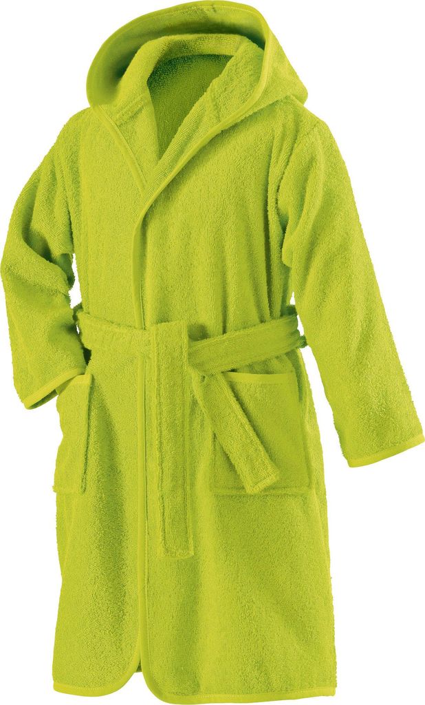 Erwin Müller Kinder-Bademantel mit Kapuze hellgrün 134 / 140